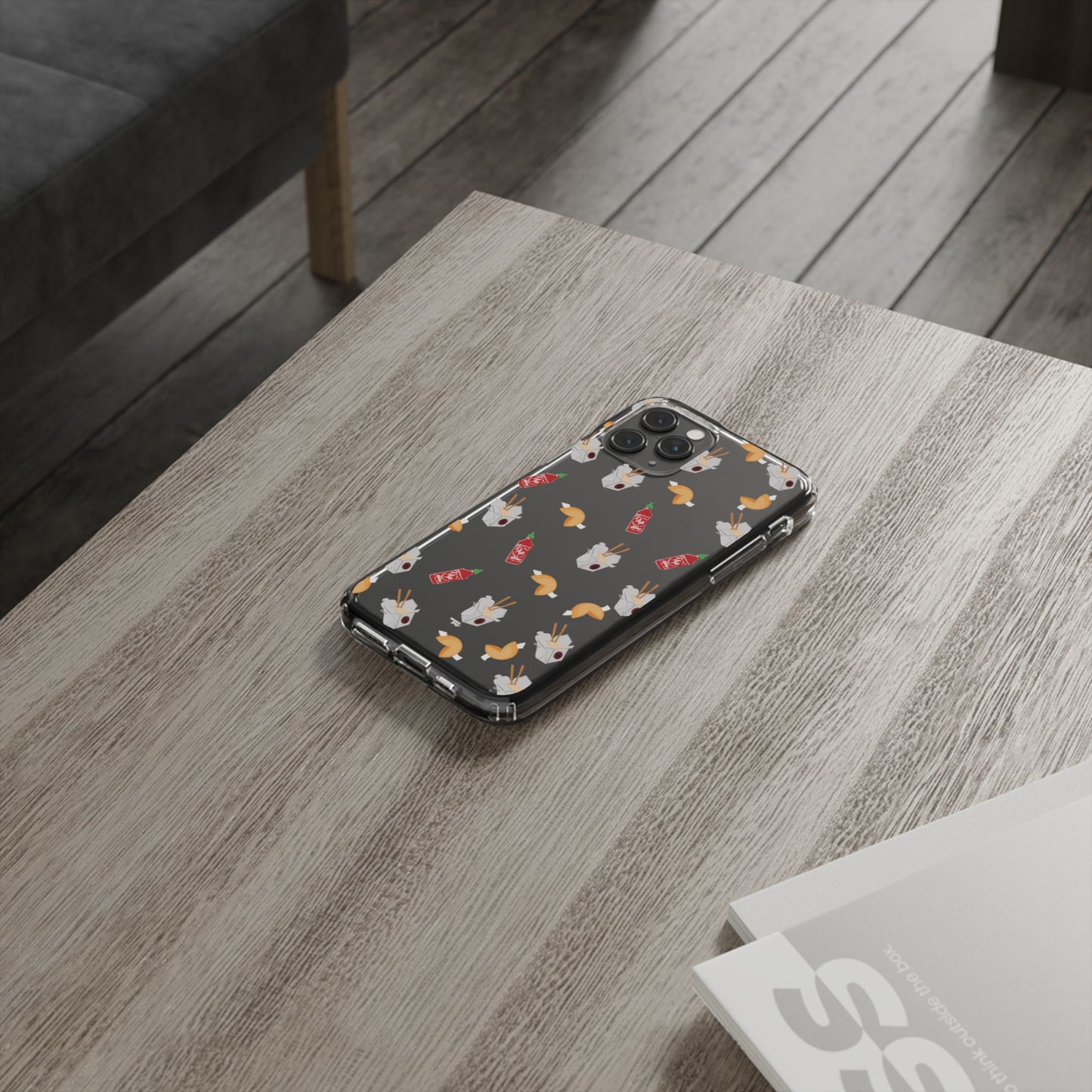 Take Out Food Pattern Clear Phone Case for Food Lovers