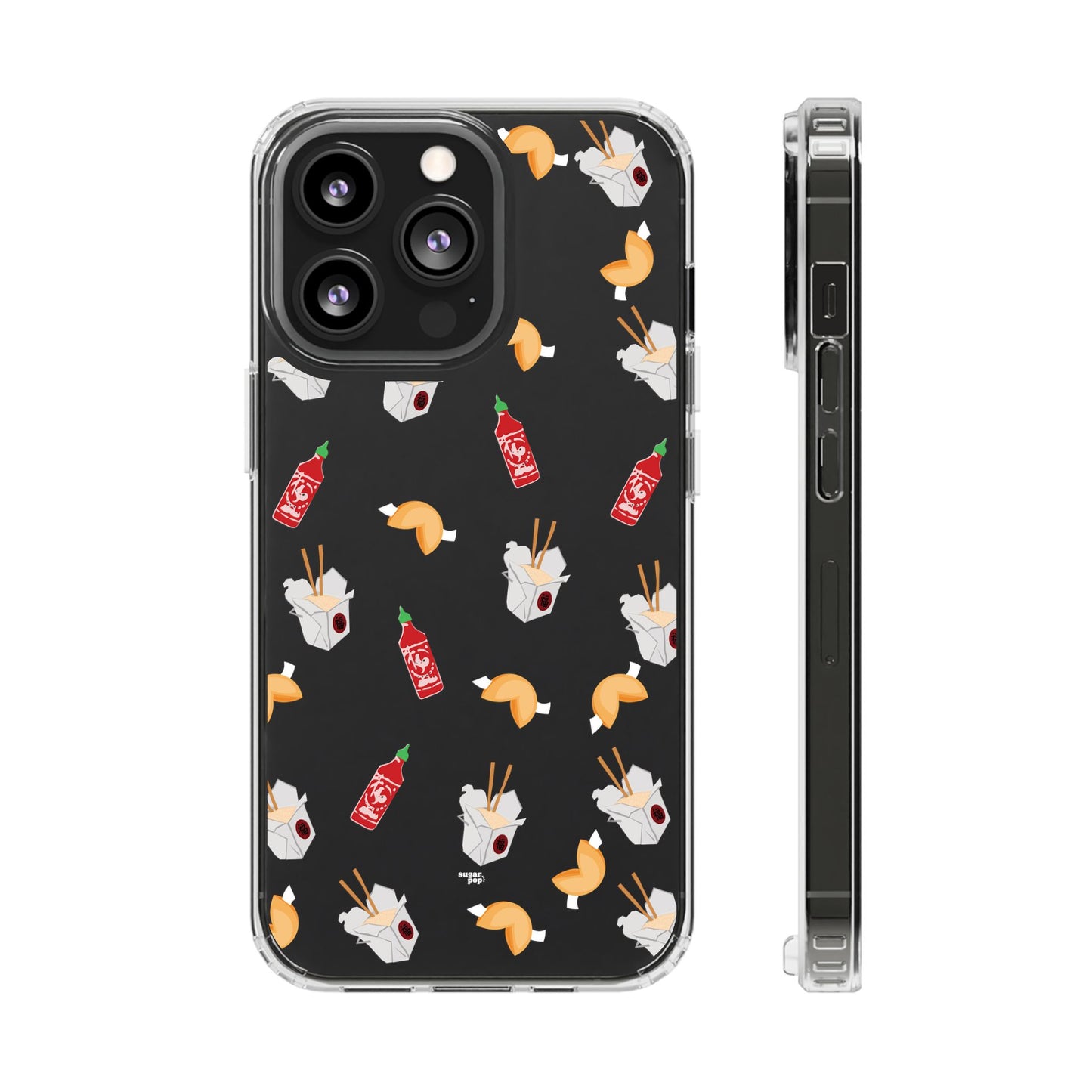 Take Out Food Pattern Clear Phone Case for Food Lovers
