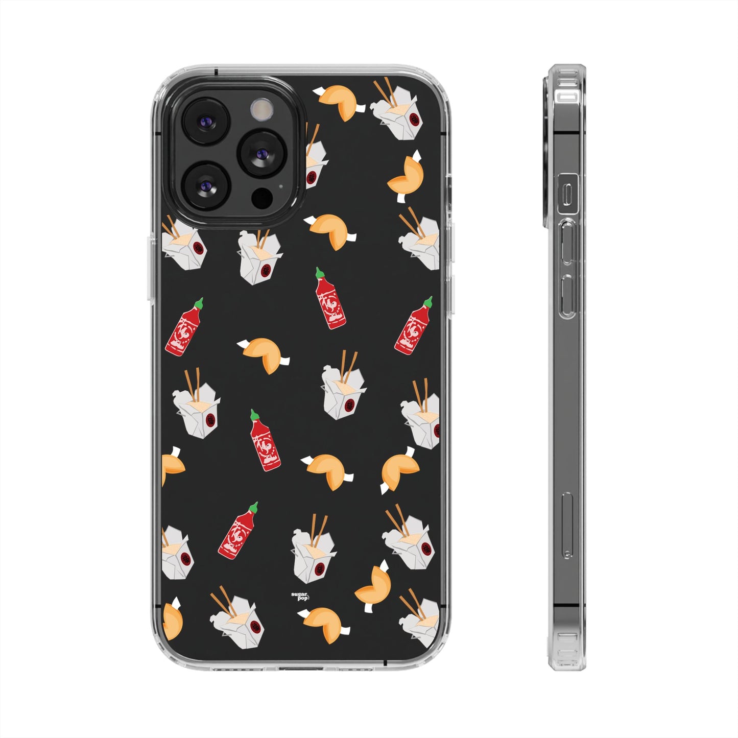 Take Out Food Pattern Clear Phone Case for Food Lovers