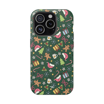 Green Festive Holiday Phone Case - Impact-Resistant Design for Christmas Cheer