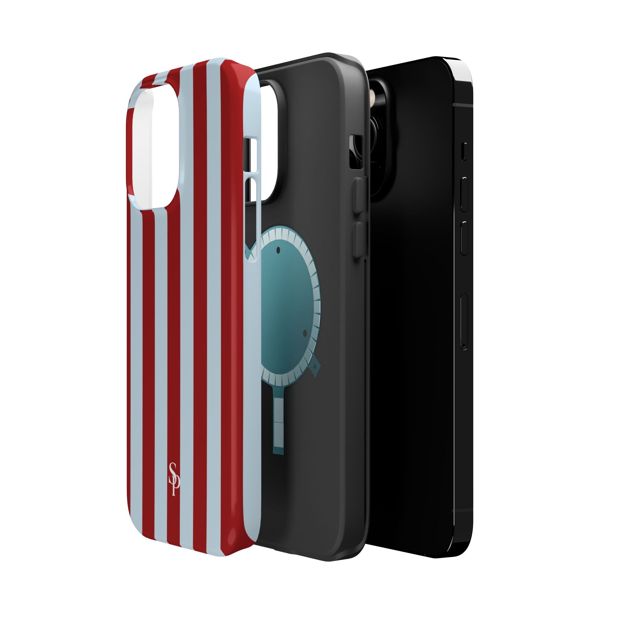 Red & Light Blue Vertical Stripe Magnetic Impact-Resistant Phone Case