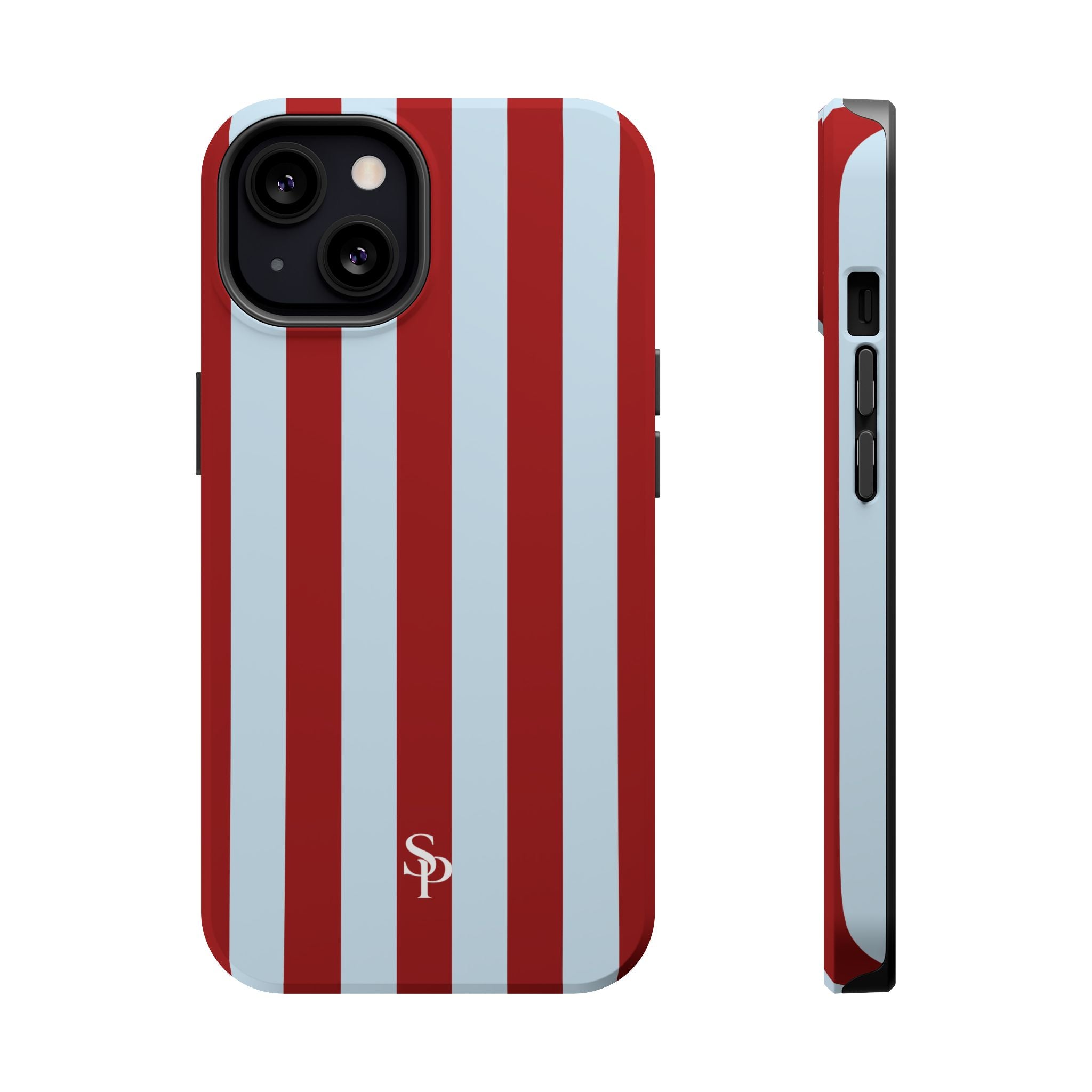 Red & Light Blue Vertical Stripe Magnetic Impact-Resistant Phone Case