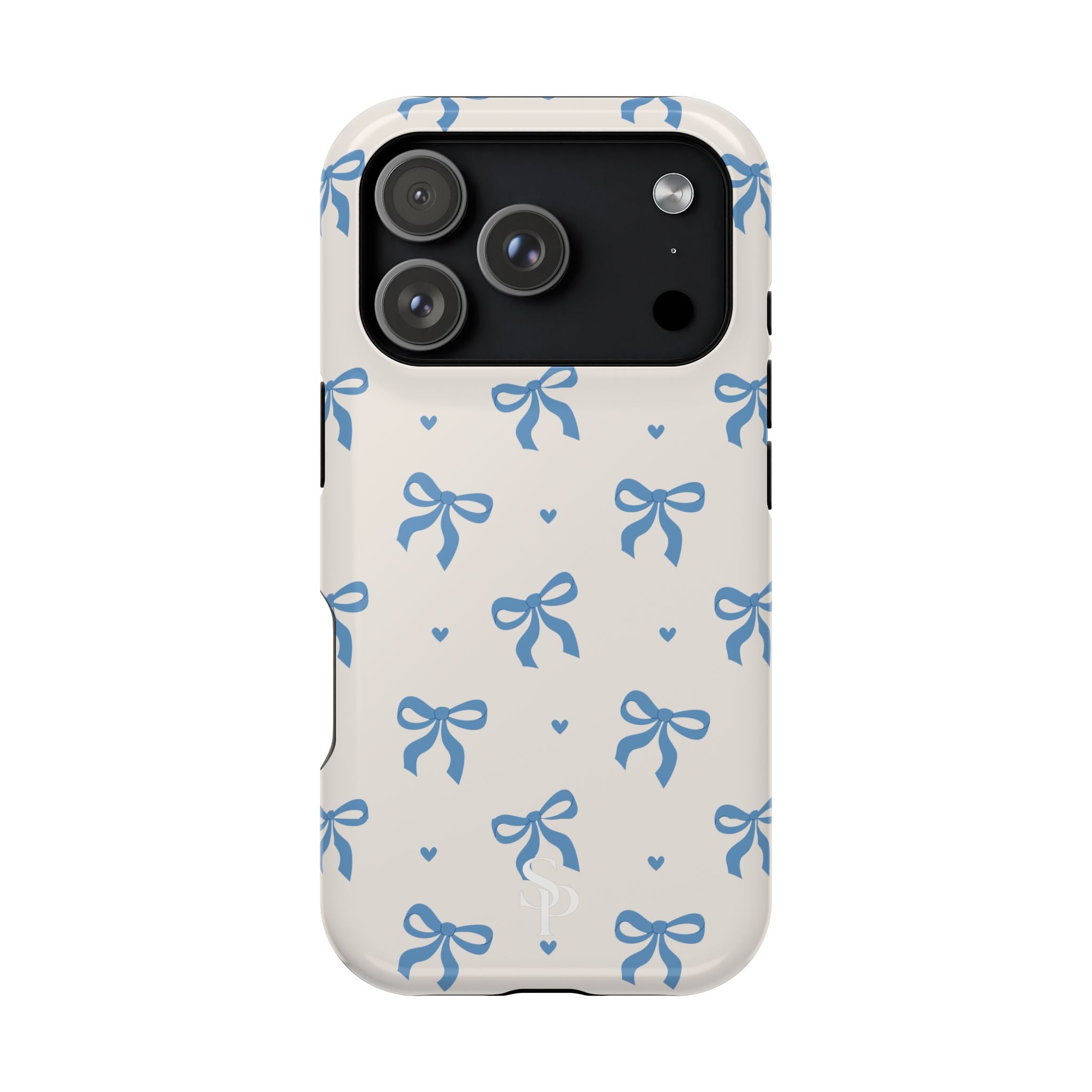 Blue Bow with Small Blue Hearts Magnetic Tough Case