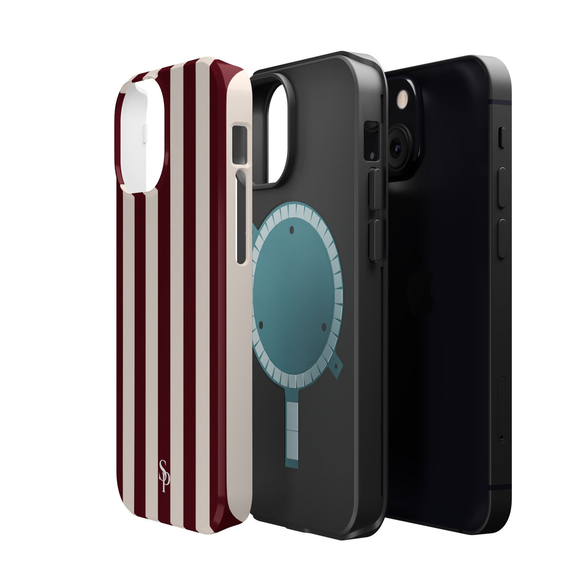 Burgundy Striped Magnetic Phone Case