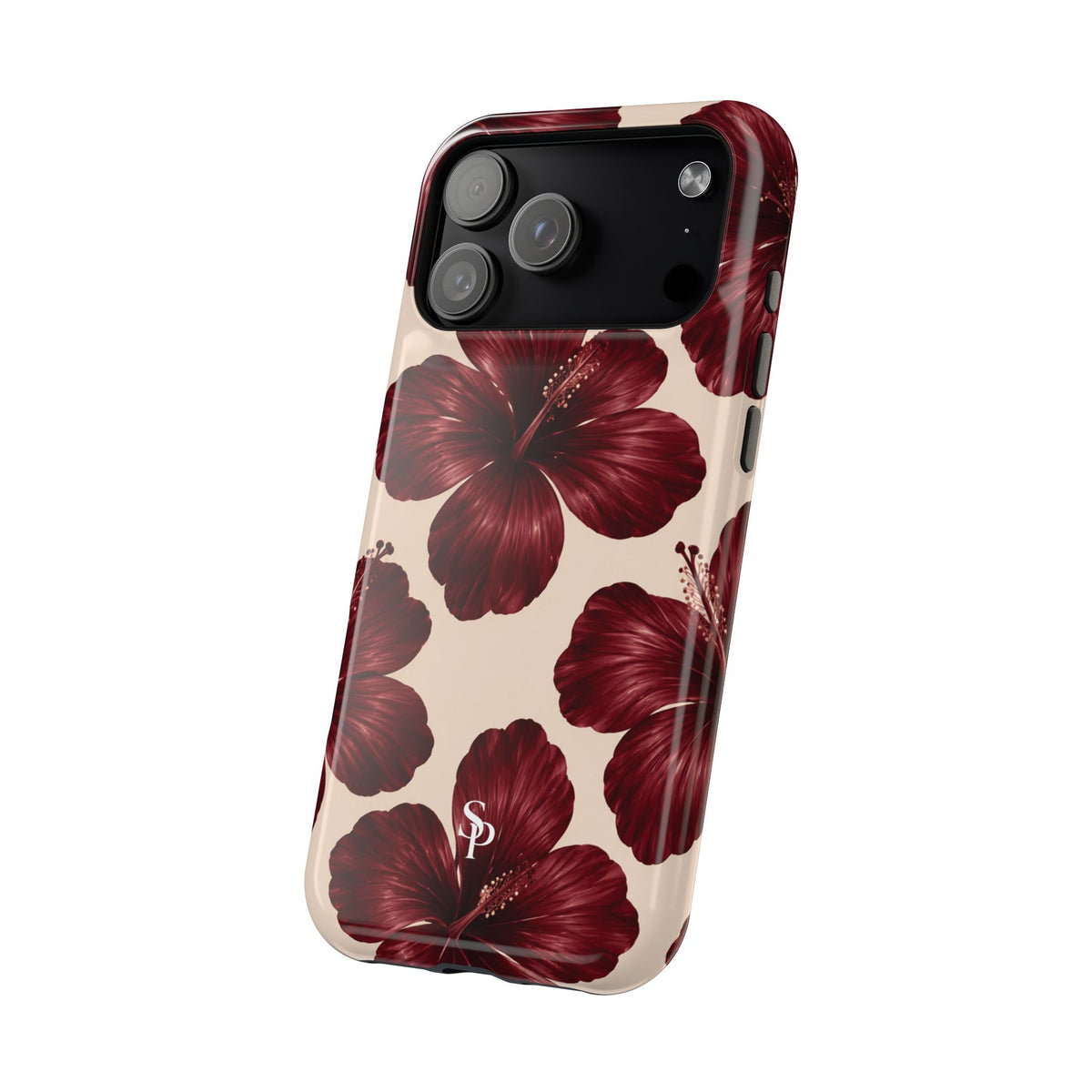 Burgundy Hibiscus Floral Magnetic Phone Case
