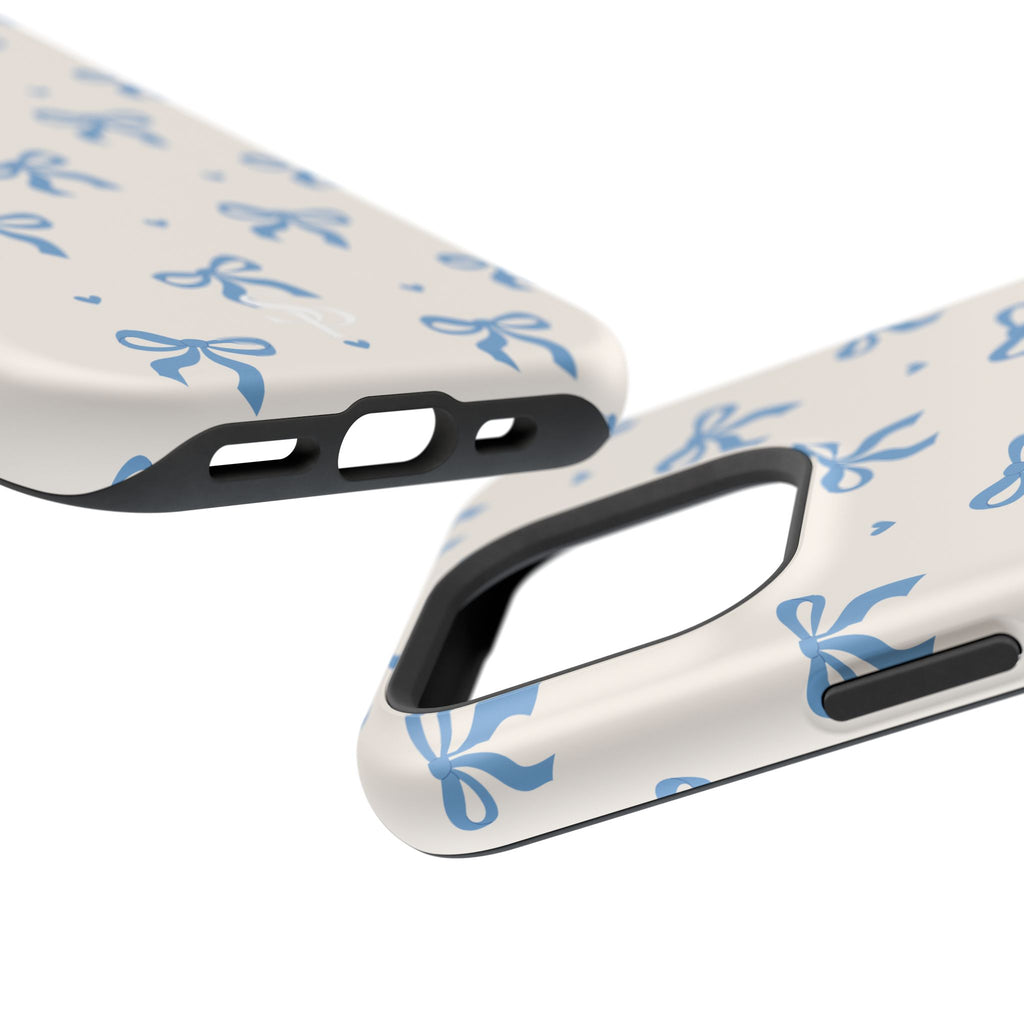 Blue Bow with Small Blue Hearts Magnetic Tough Case