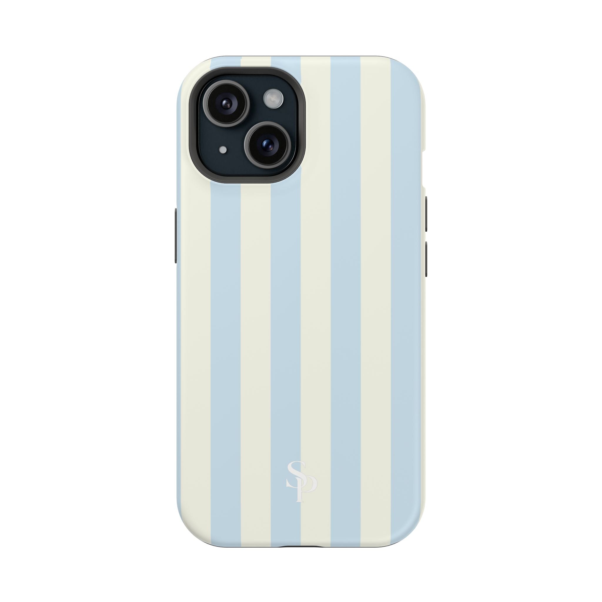 Pastel Blue & Cream Stripe Magnetic Impact-Resistant Phone Case