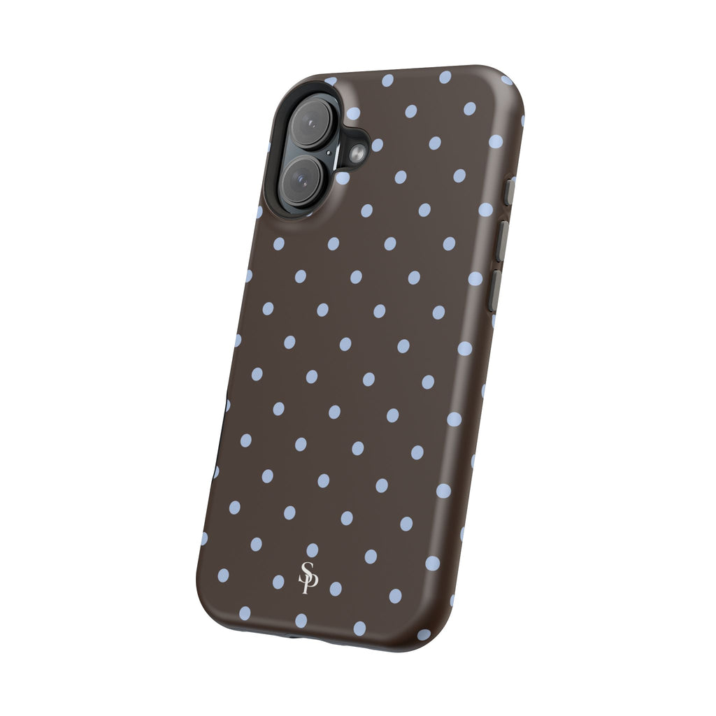 Brown & Light Blue Polka Dot Magnetic Phone Case
