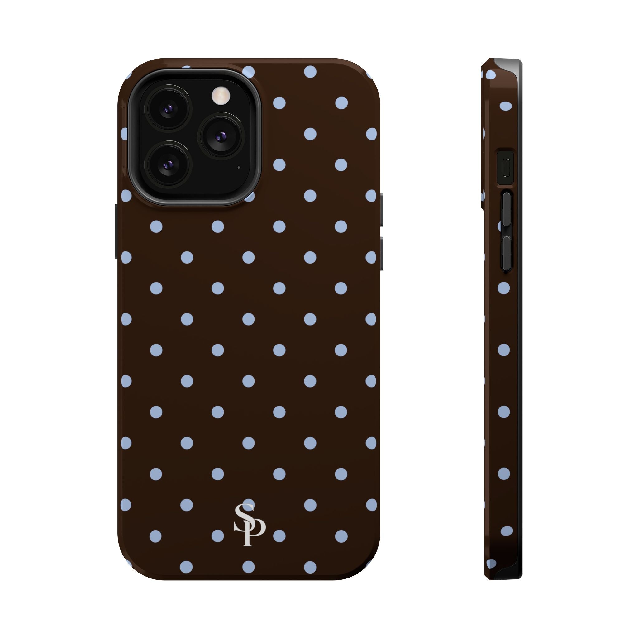 Brown & Light Blue Polka Dot Magnetic Phone Case