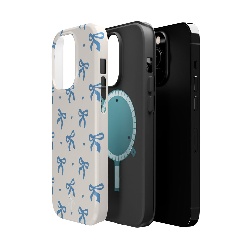 Blue Bow with Small Blue Hearts Magnetic Tough Case
