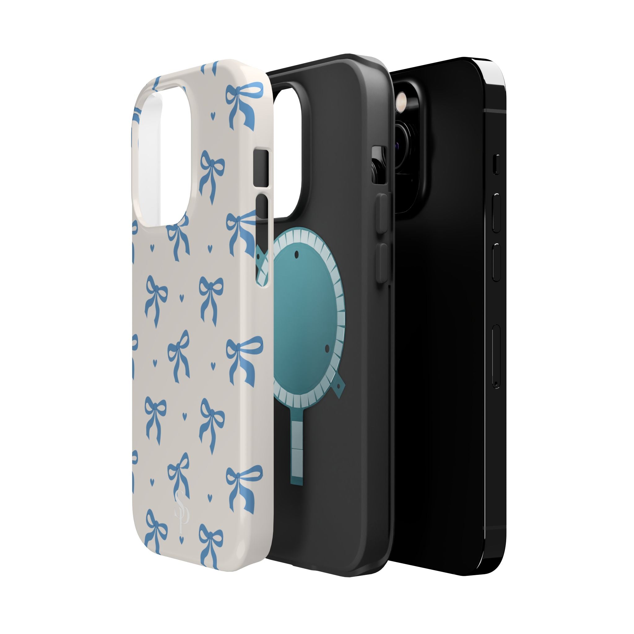 Blue Bow with Small Blue Hearts Magnetic Tough Case