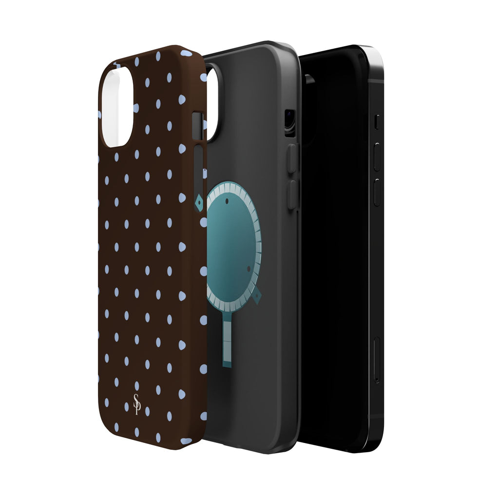 Brown & Light Blue Polka Dot Magnetic Phone Case