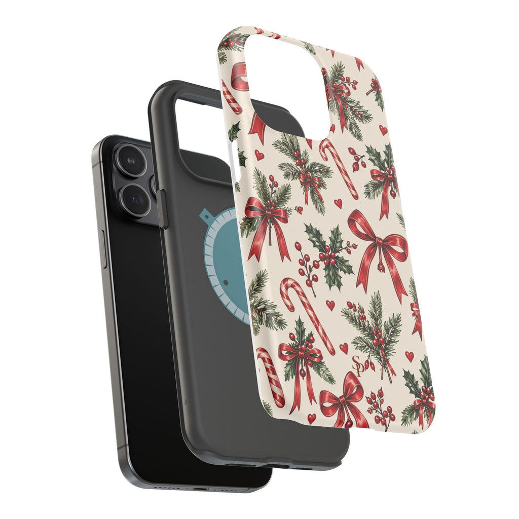 Christmas Candy Cane & Bow Magnetic Phone Case