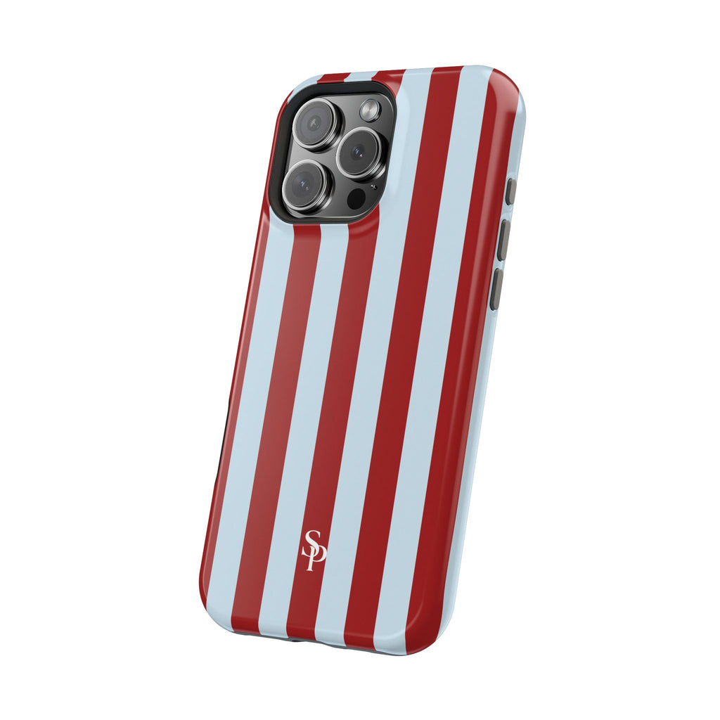 Red & Light Blue Vertical Stripe Magnetic Impact-Resistant Phone Case