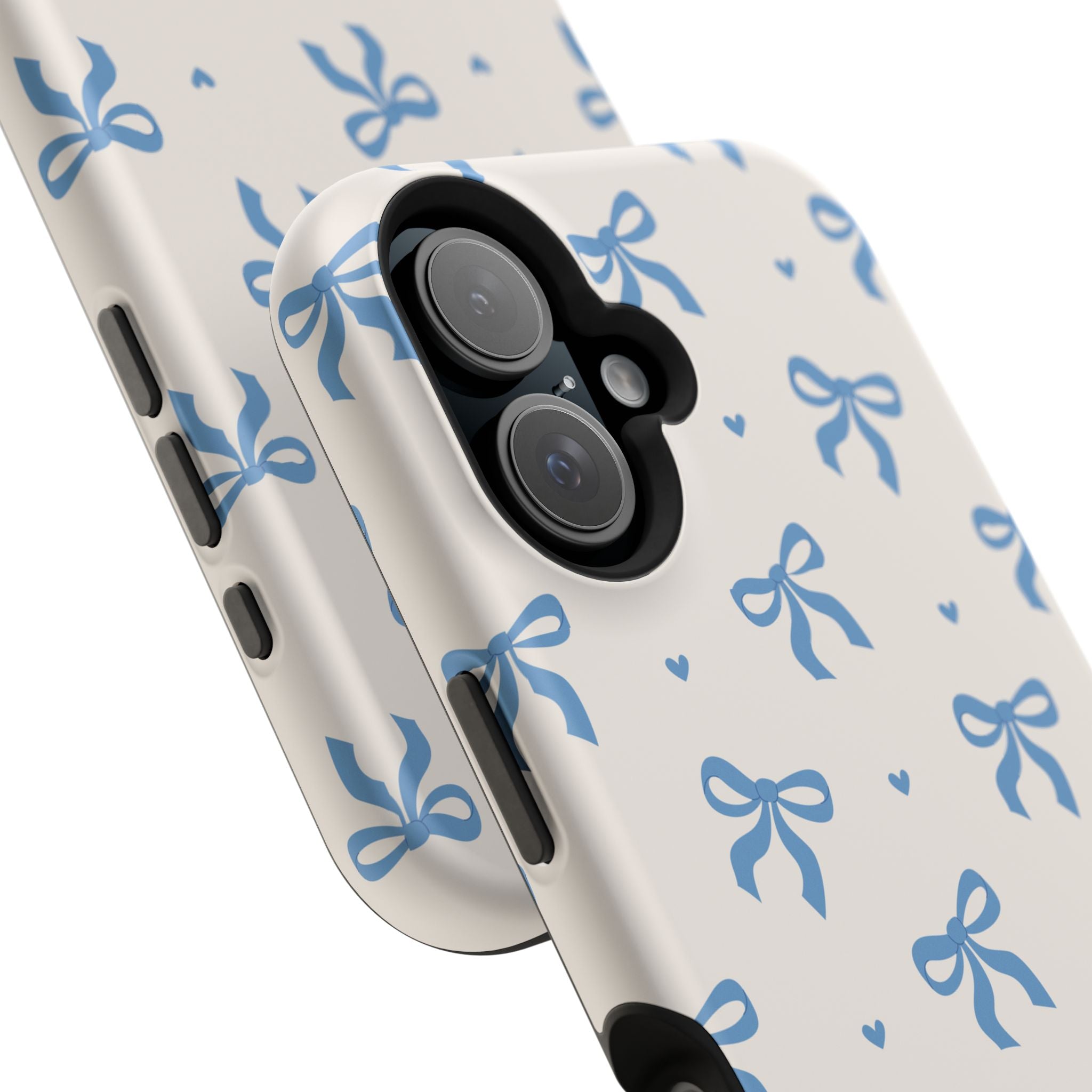 Blue Bow with Small Blue Hearts Magnetic Tough Case