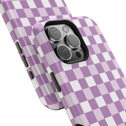 Purple Checkerboard Impact-Resistant Phone Case