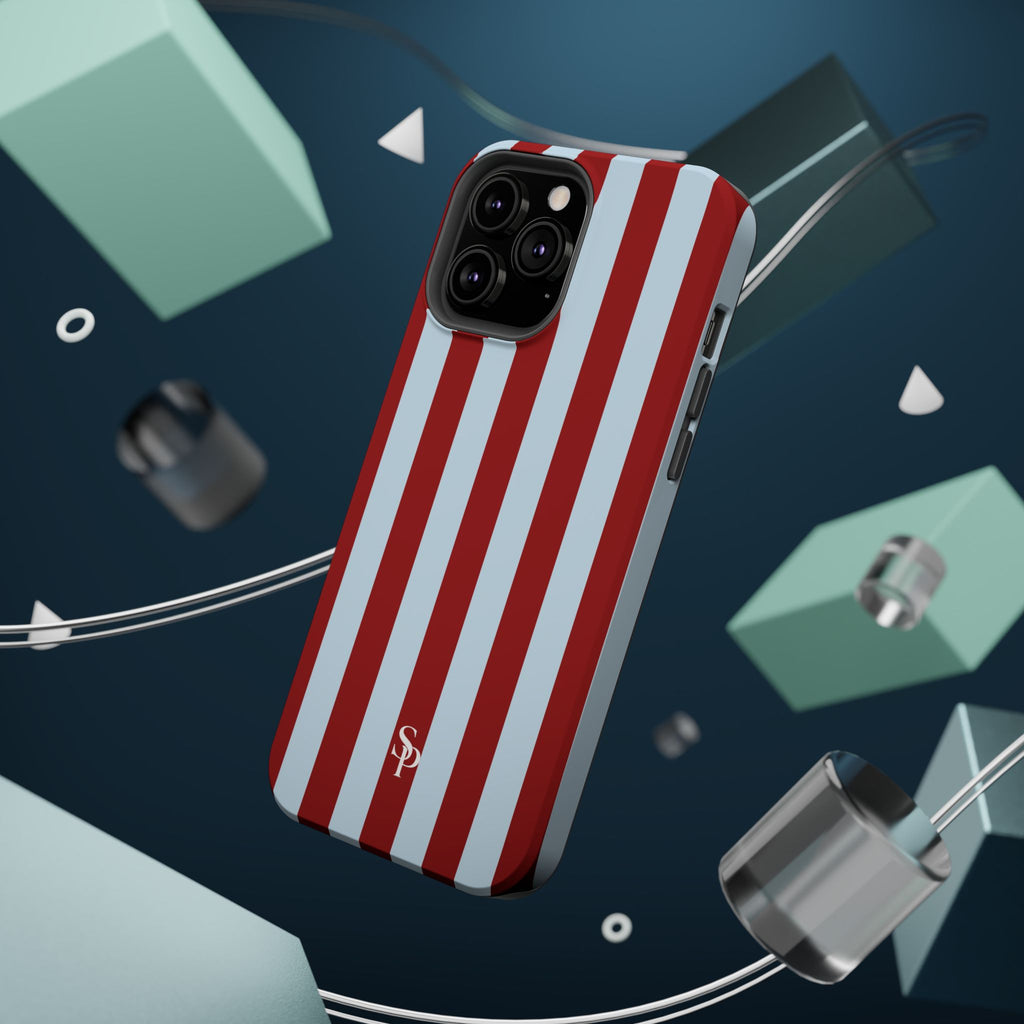 Red & Light Blue Vertical Stripe Magnetic Impact-Resistant Phone Case
