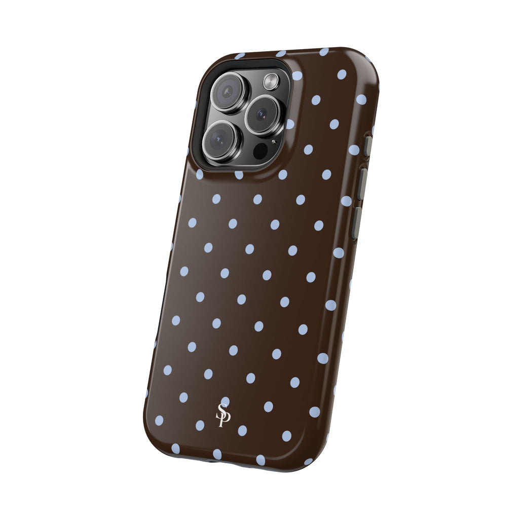 Brown & Light Blue Polka Dot Magnetic Phone Case