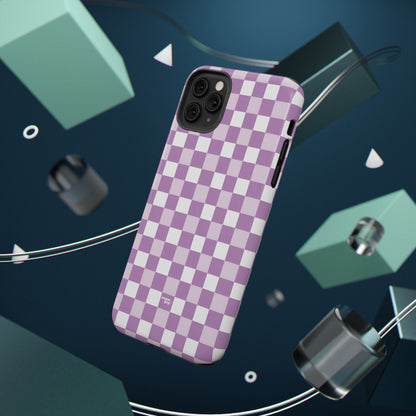 Purple Checkerboard Impact-Resistant Phone Case