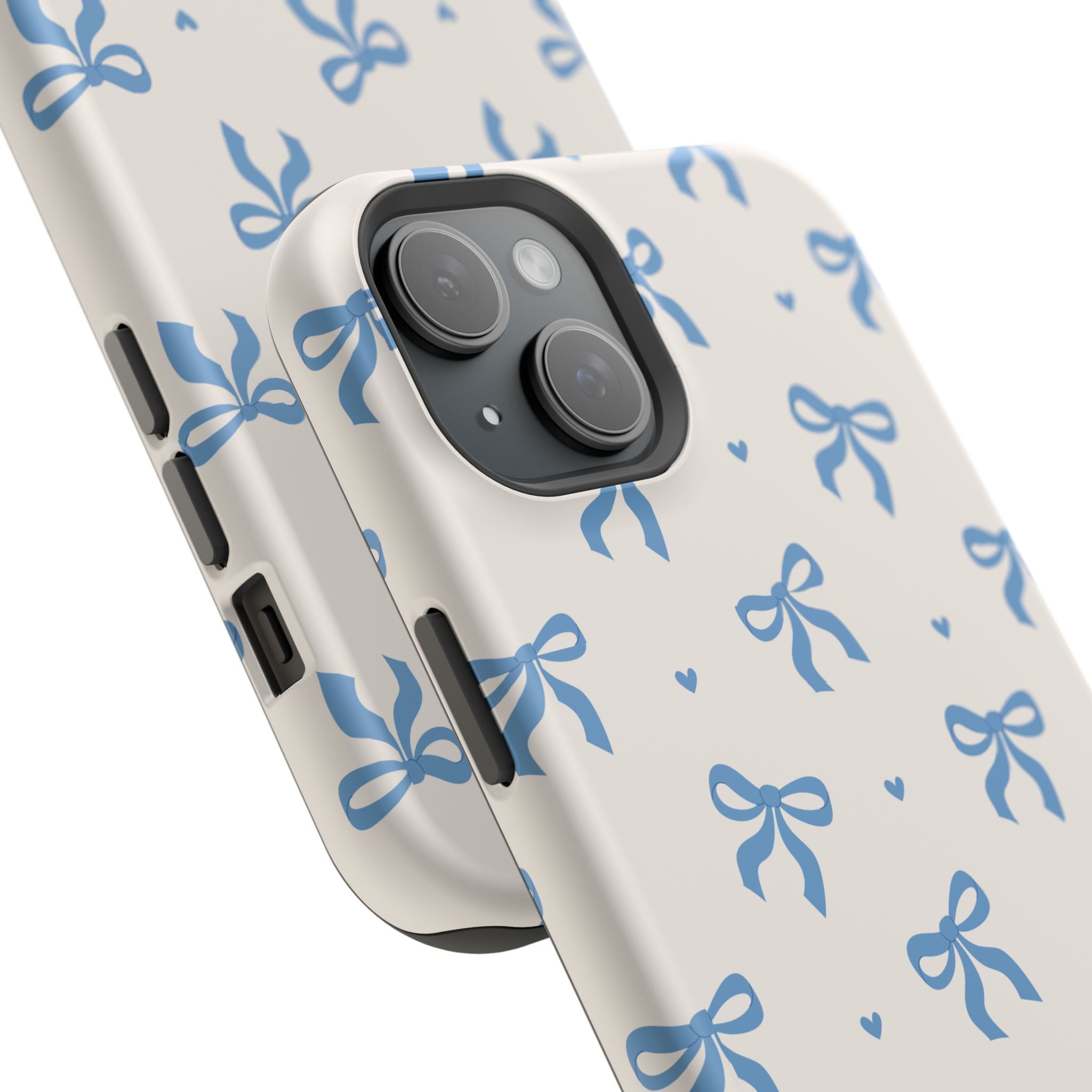 Blue Bow with Small Blue Hearts Magnetic Tough Case