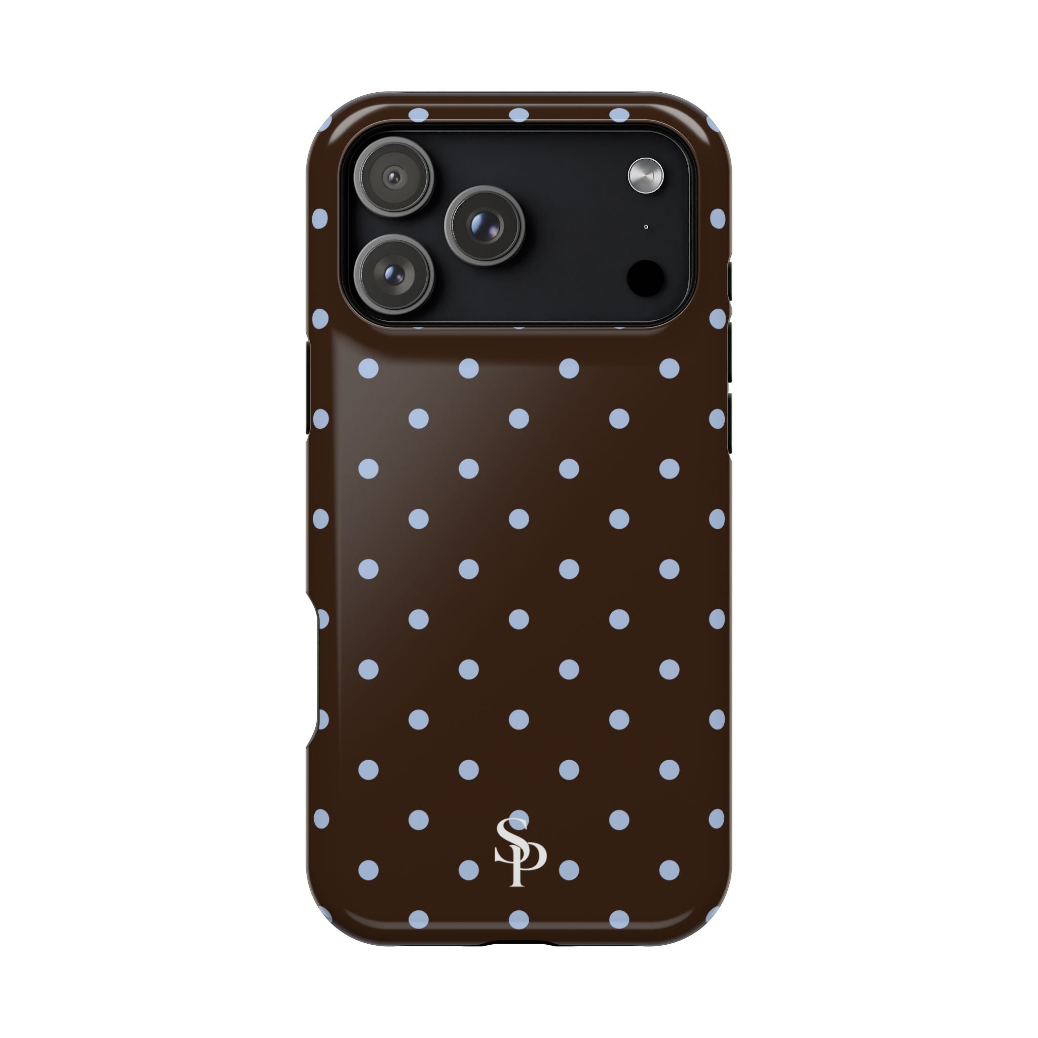Brown & Light Blue Polka Dot Magnetic Phone Case