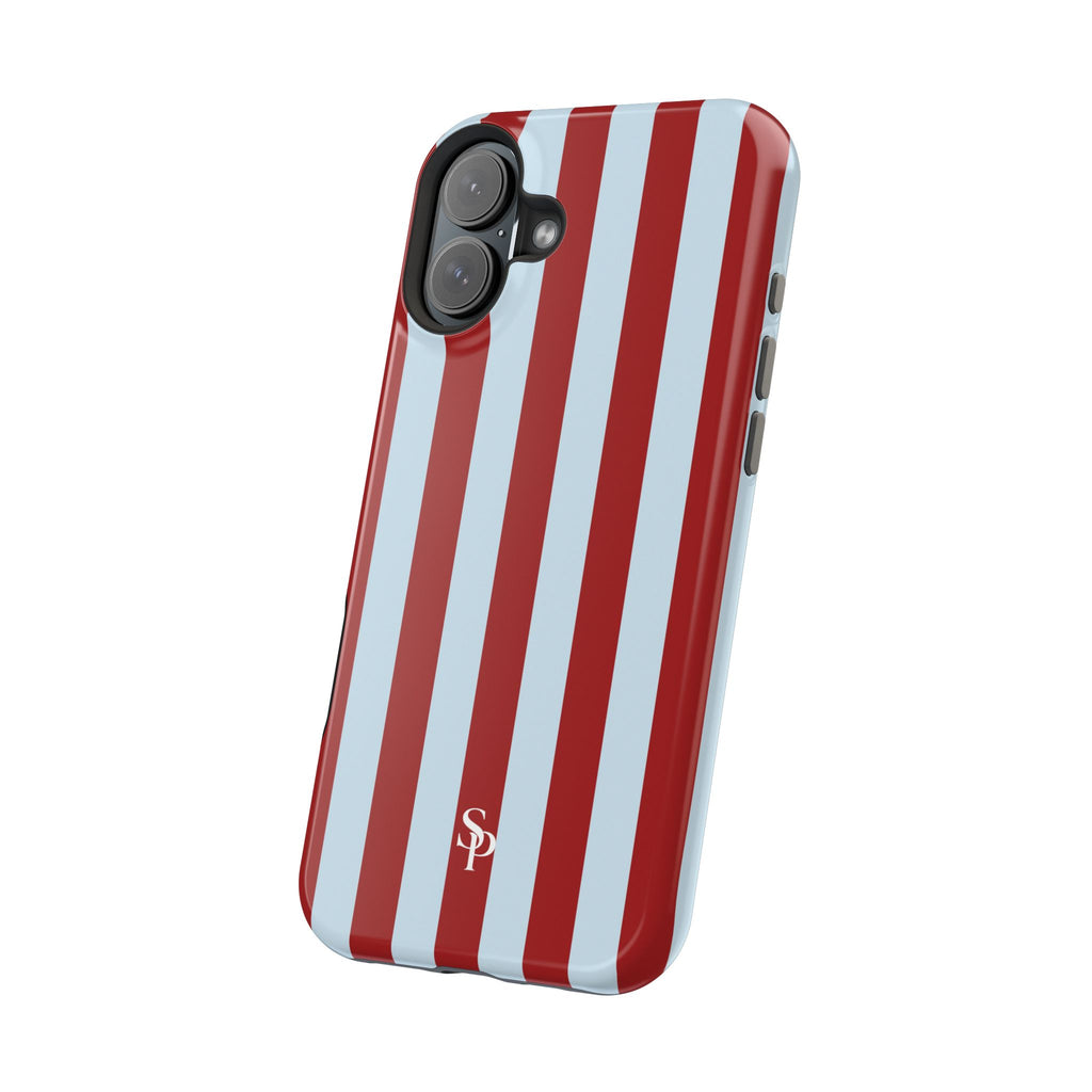 Red & Light Blue Vertical Stripe Magnetic Impact-Resistant Phone Case