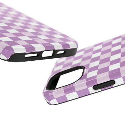 Purple Checkerboard Impact-Resistant Phone Case