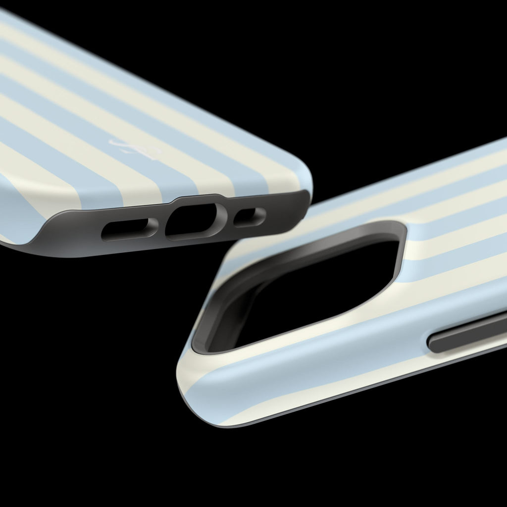 Pastel Blue & Cream Stripe Magnetic Impact-Resistant Phone Case