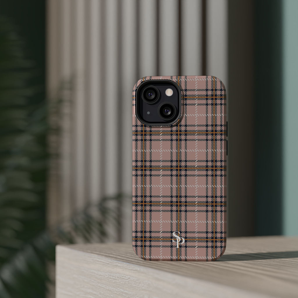 Pink Plaid Magnetic Impact-Resistant Phone Case