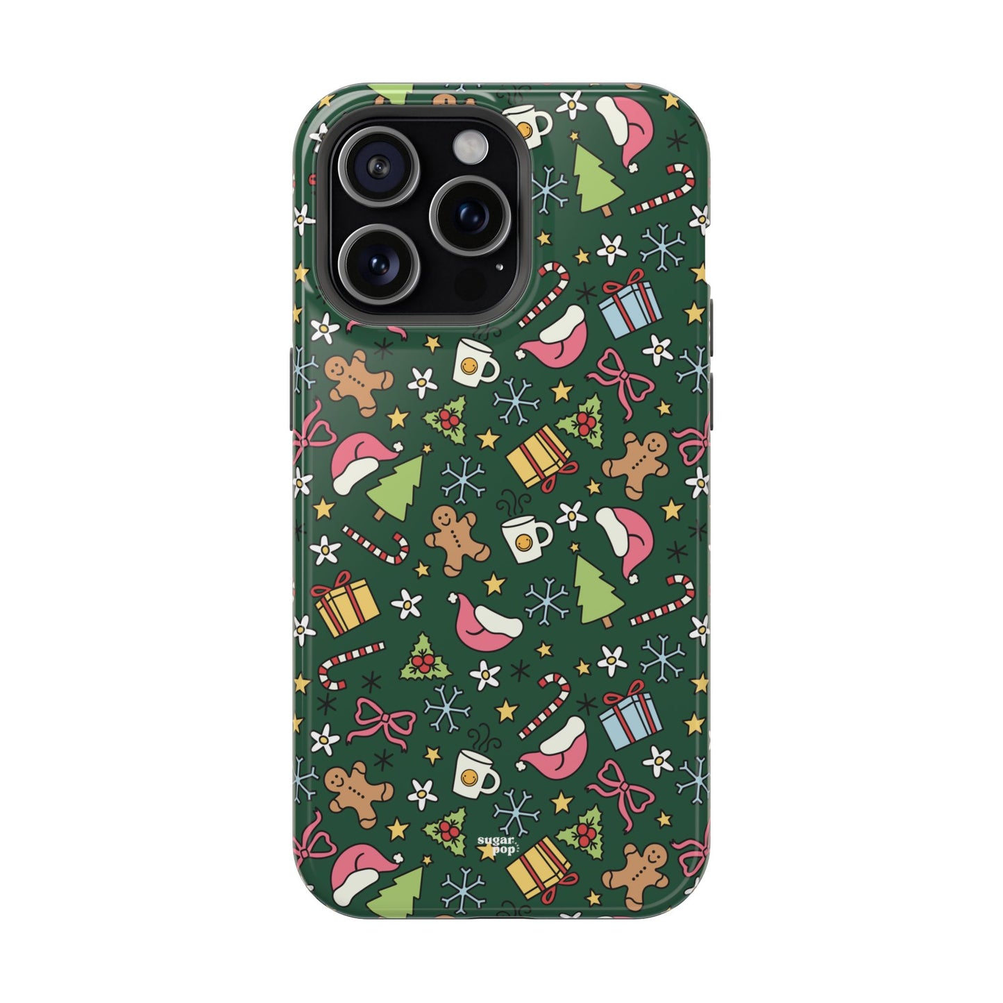 Green Festive Holiday Phone Case - Impact-Resistant Design for Christmas Cheer