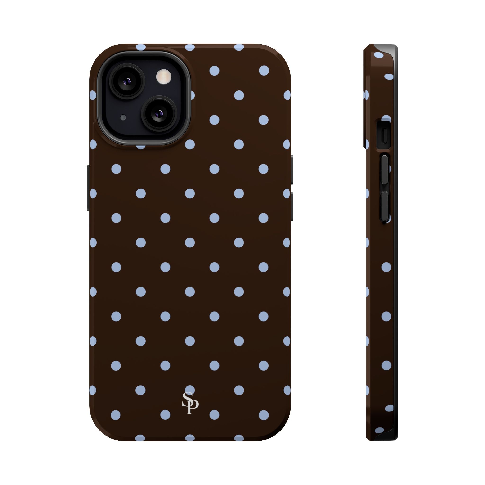 Brown & Light Blue Polka Dot Magnetic Phone Case
