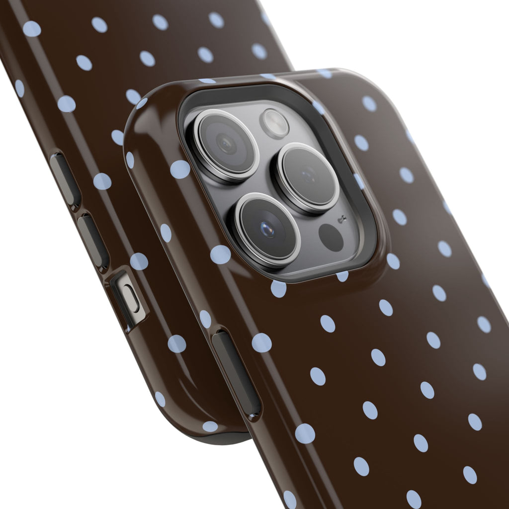 Brown & Light Blue Polka Dot Magnetic Phone Case