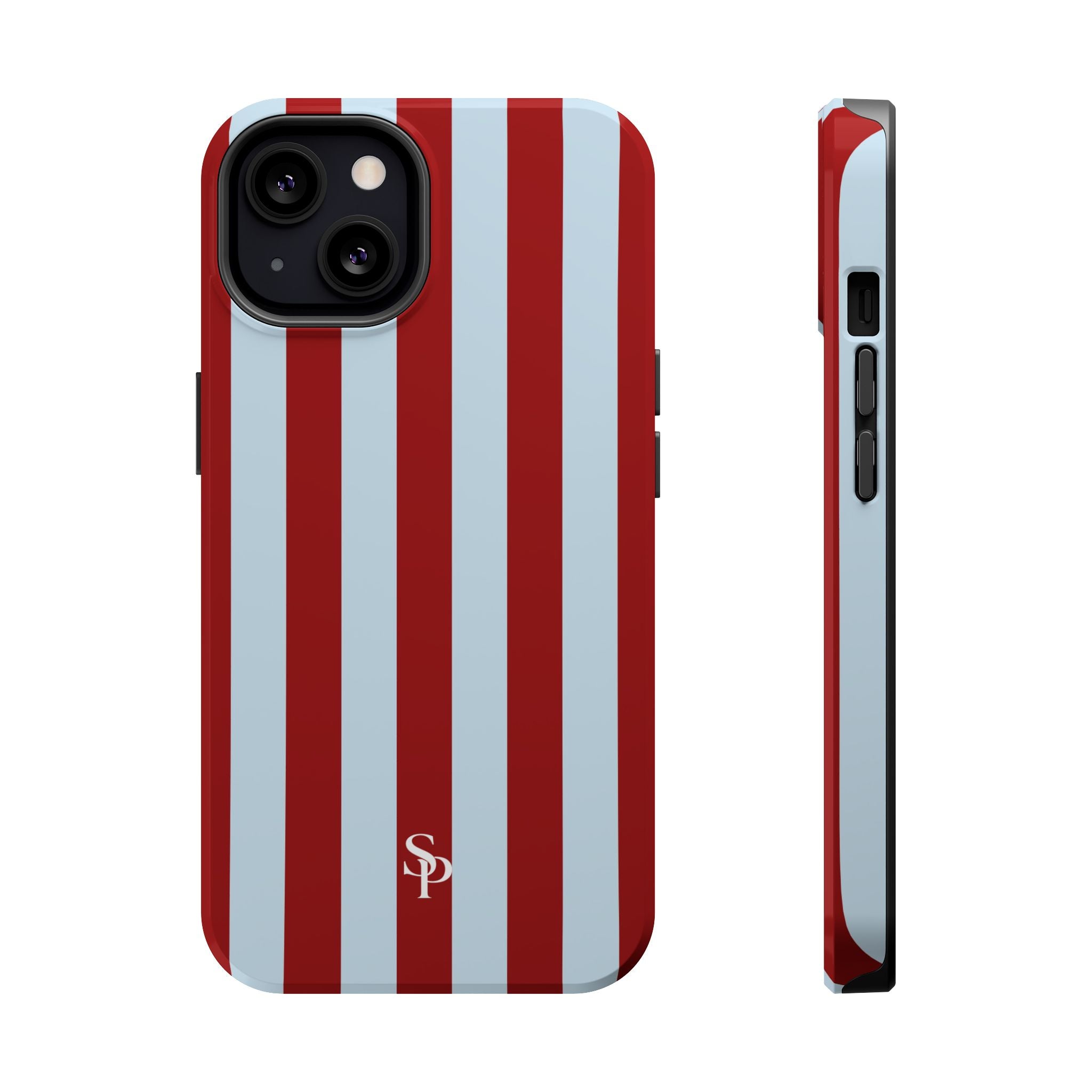 Red & Light Blue Vertical Stripe Magnetic Impact-Resistant Phone Case