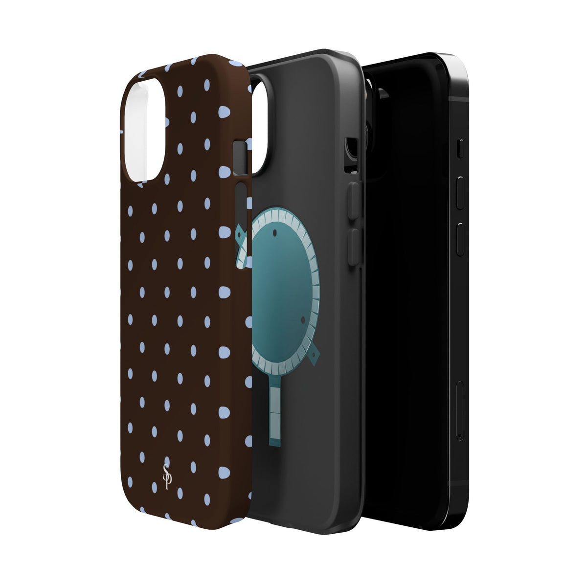 Brown & Light Blue Polka Dot Magnetic Phone Case