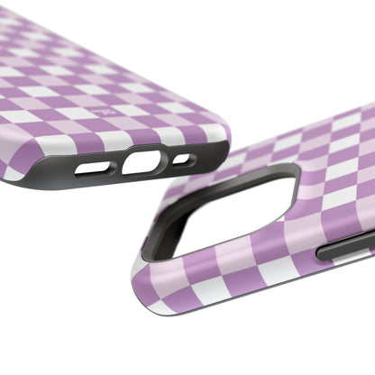 Purple Checkerboard Impact-Resistant Phone Case