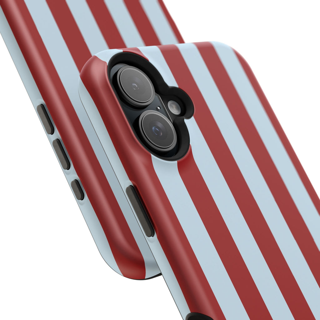 Red & Light Blue Vertical Stripe Magnetic Impact-Resistant Phone Case