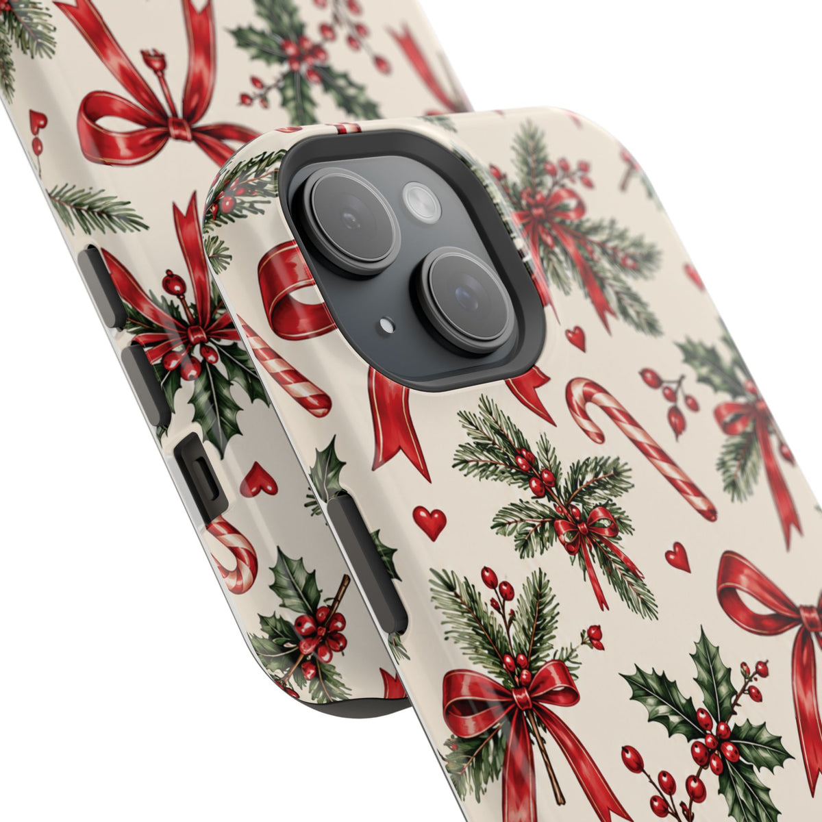 Christmas Candy Cane & Bow Magnetic Phone Case