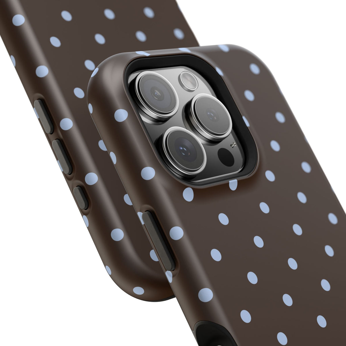 Brown & Light Blue Polka Dot Magnetic Phone Case
