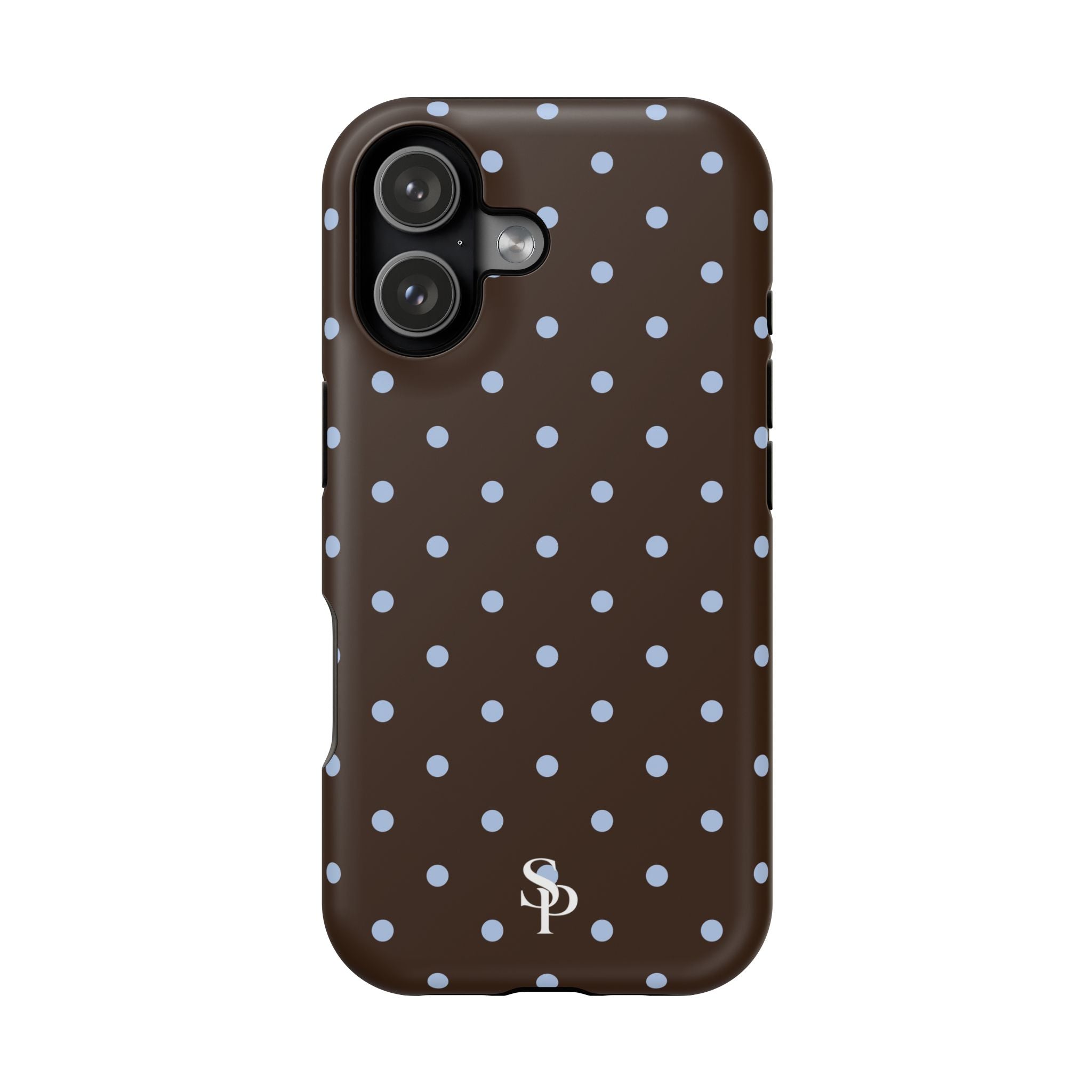 Brown & Light Blue Polka Dot Magnetic Phone Case