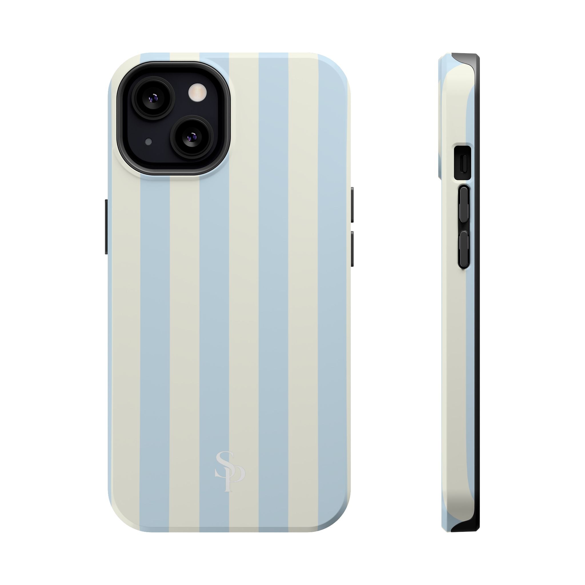 Pastel Blue & Cream Stripe Magnetic Impact-Resistant Phone Case
