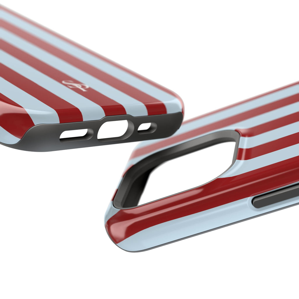 Red & Light Blue Vertical Stripe Magnetic Impact-Resistant Phone Case