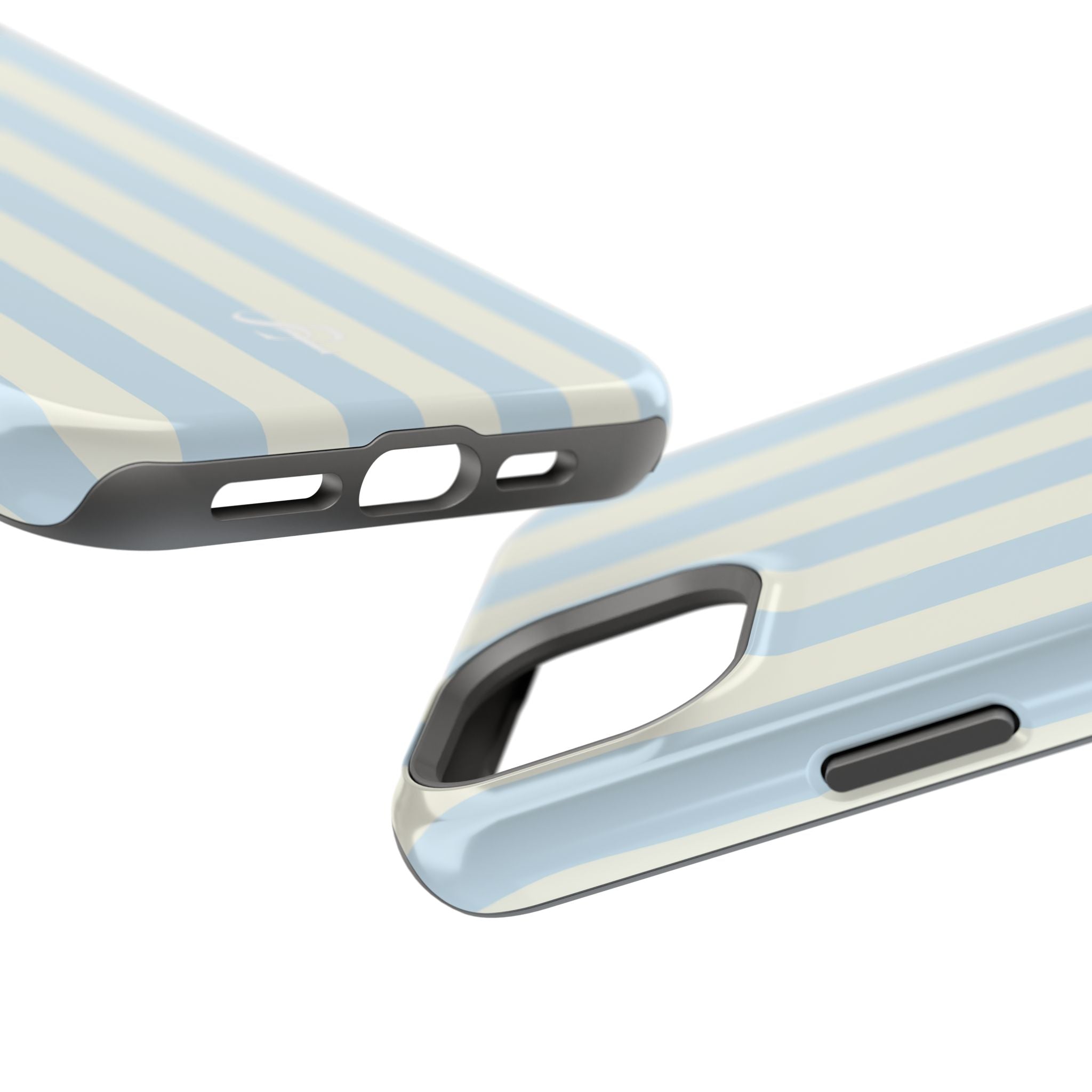 Pastel Blue & Cream Stripe Magnetic Impact-Resistant Phone Case