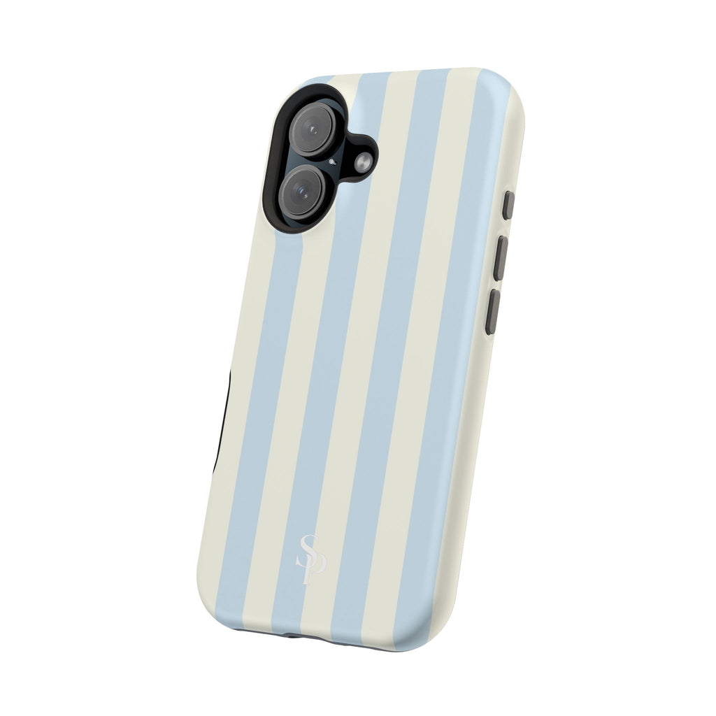 Pastel Blue & Cream Stripe Magnetic Impact-Resistant Phone Case