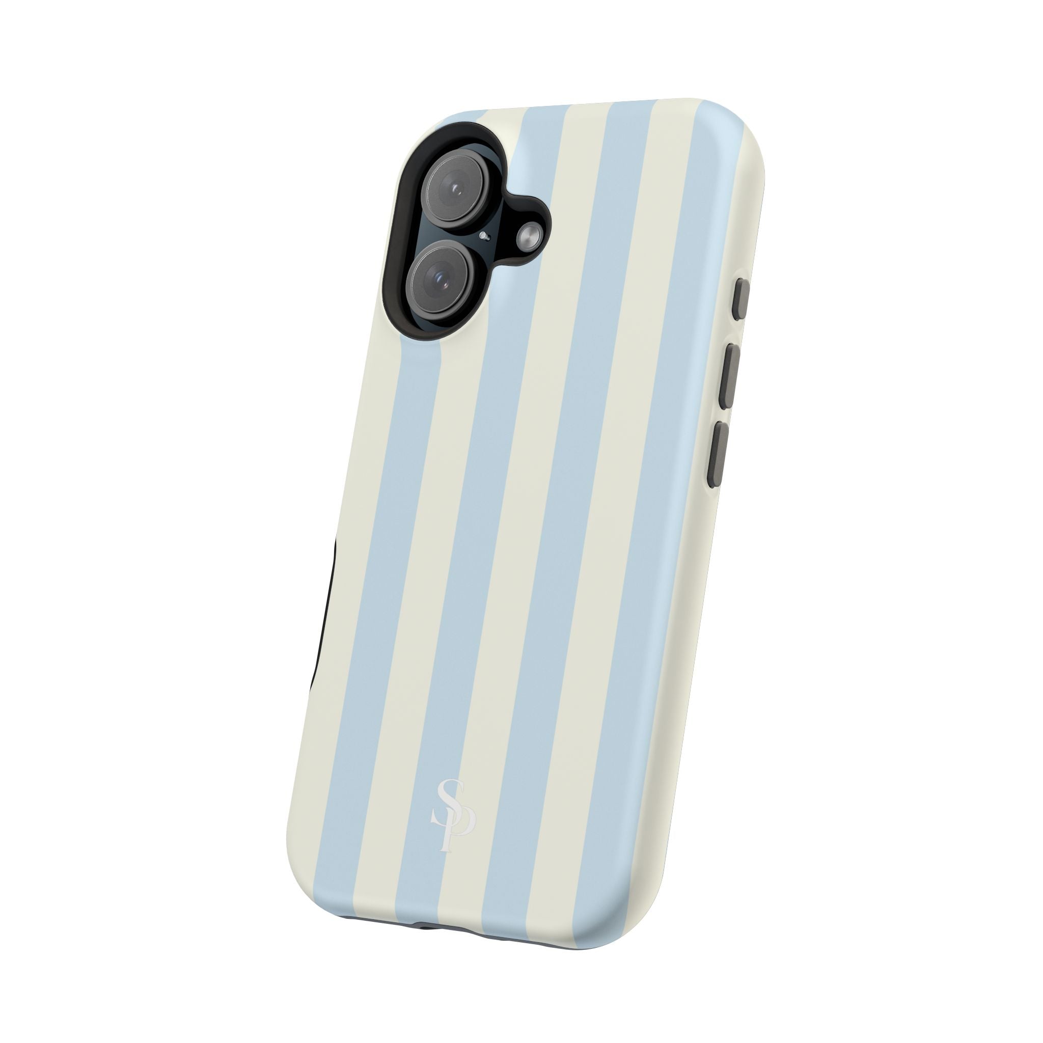 Pastel Blue & Cream Stripe Magnetic Impact-Resistant Phone Case