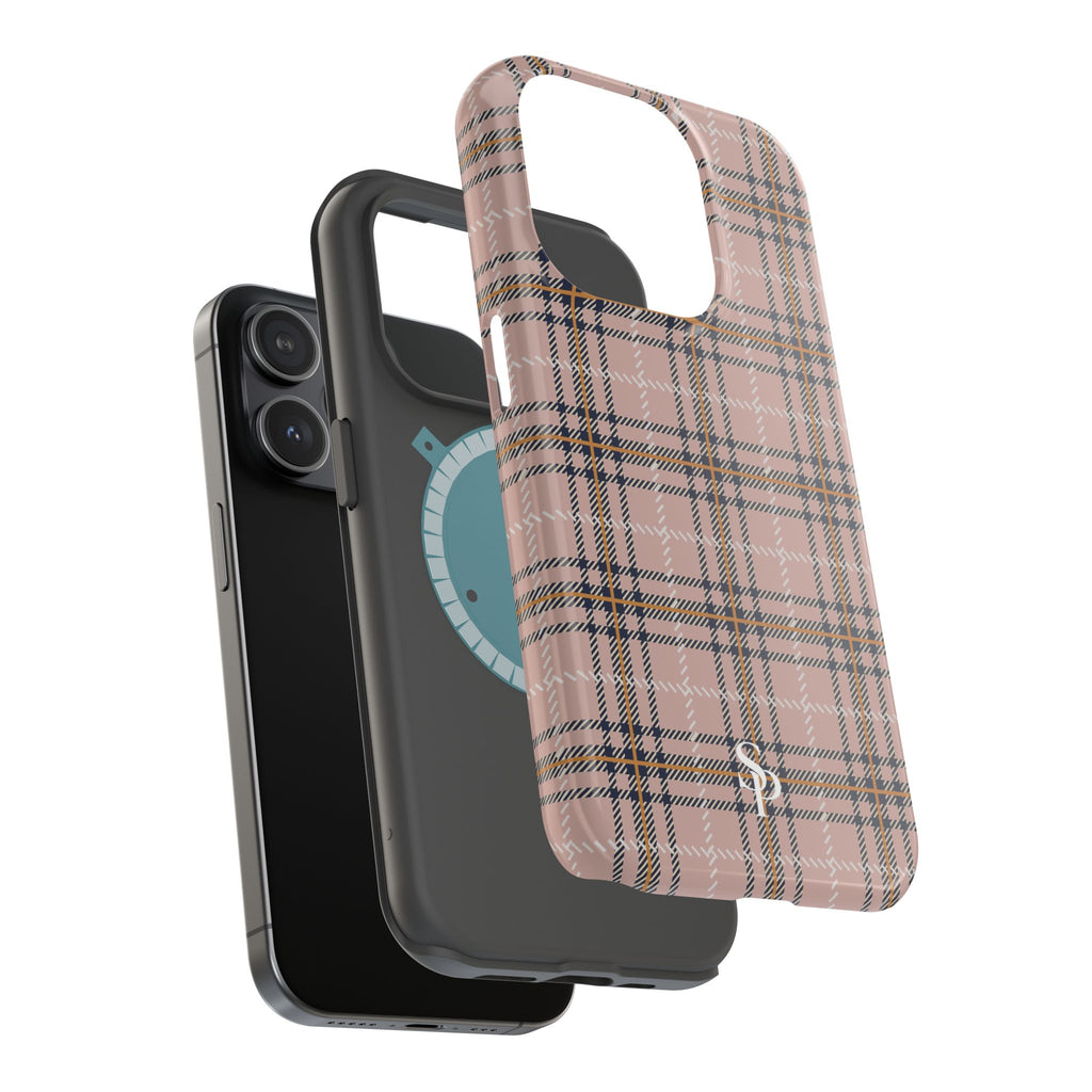 Pink Plaid Magnetic Impact-Resistant Phone Case