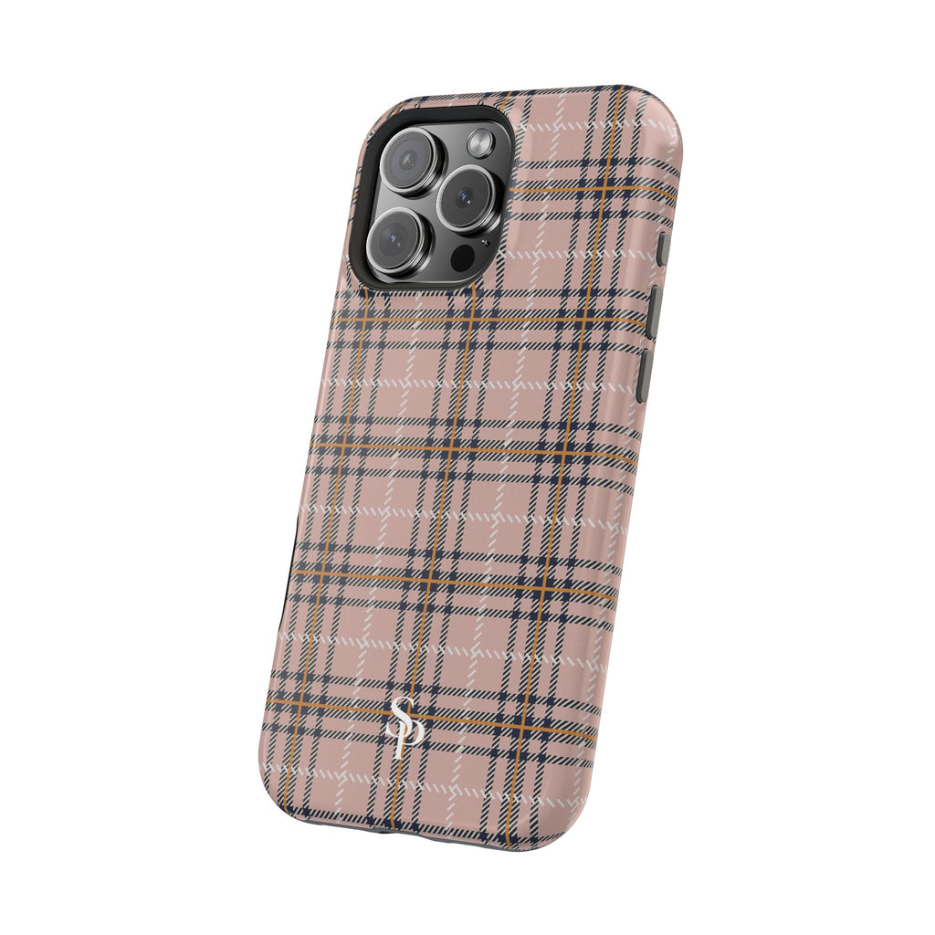 Pink Plaid Magnetic Impact-Resistant Phone Case
