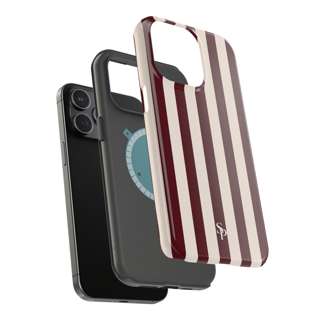 Burgundy Striped Magnetic Phone Case