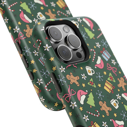 Green Festive Holiday Phone Case - Impact-Resistant Design for Christmas Cheer