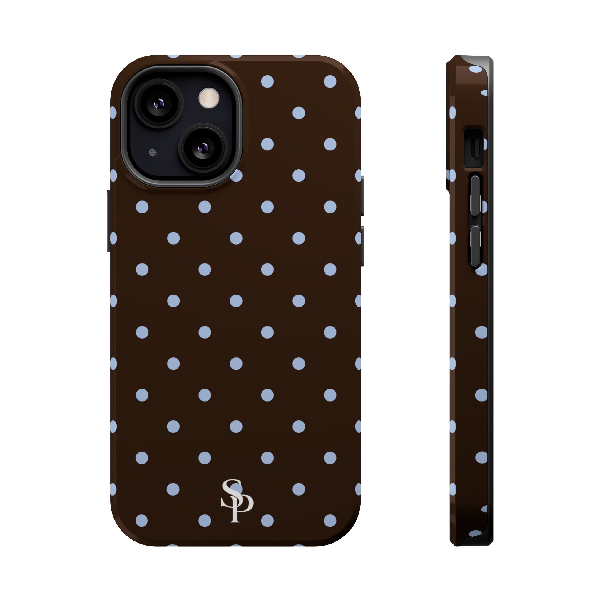 Brown & Light Blue Polka Dot Magnetic Phone Case