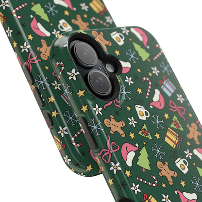 Green Festive Holiday Phone Case - Impact-Resistant Design for Christmas Cheer